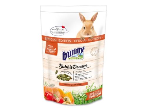 Bunny RabbitDream special edition foder til kaniner, beriget med grøntsager og naturlige ingredienser, ideelt til kaniner fra 6 måneder og ældre.